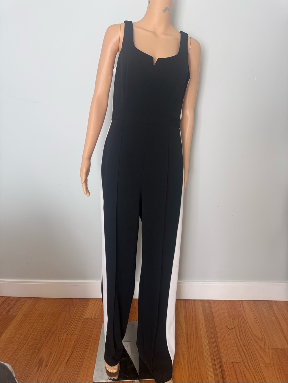 Donna Morgan Black & White Sleeveless Wide-Leg Jumpsuit